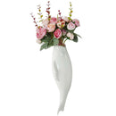 Fish Ceramic Wall Mounted Vase Decorative Hanging Flower Vase with Flower E
