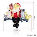 Xmas Brooch Santa Claus Rhinestone Bear Rabbit Collar Pin Badges Jewelry