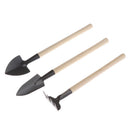 Mini Garden Tool Shovel Rake Spade Garden Bonsai Set Wooden Handle Metal Head