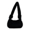 Women Fluffy Shoulder Bag Solid Plush Handbags Female Winter Totes (Black)