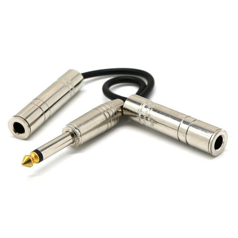 8" Long 6.35mm Plug Male To Twin 6.5mm Mono Female Audio Y Splitter