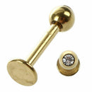 stainless steel Inlay White Diamond single round ball Lip nails