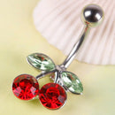 Pretty Rhinestone Red Cherry Navel Belly Button Barbell Ring Body Piercing  JR