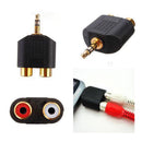 Dual 2-RCA Phono Female to 3.5mm Plug Stereo Male Y Splitter Audio Adapter