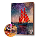Red Sailboat 5D DIY Full Round Drill Diamond Painting Mosaic Handmade Craft