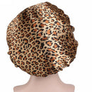 Wide-Brimmed Printed Double-Layer Waterproof Shower Cap Satin Sleep Hat Hai A4P8