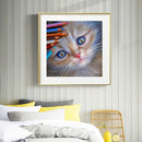 DIY Color Pencil Cat Picture Decor Full Round Rhinestone Drill Painting Kit