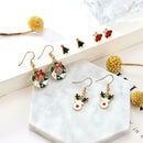 8 Pairs Snowflake Dangles Earrings Snowman Pendant Ear Hooks Christmas Gift