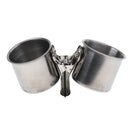 Bird Cage Coop Food Water Feeding Double Cups Bowl With Clip Stainless Steel