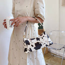 Women Cow Milk Handbag Female PU Leather Small Underarm Shoulder Tote Bags