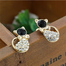 1Pair Women Fashion Earrings Elegant Cat Crystal Rhinestone Ear Stud Earrings BX