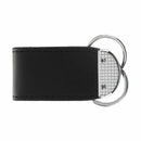 Black Wide Belt Loop Double Rings Metal Keychain Key Holder Y6Z5
