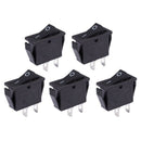 5Pcs SPST On Off Black Snap in Boat Rocker Switch AC250V/15A 125V/20A S6V6