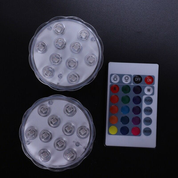 10 LED Lights RGB Submersible Waterproof Wedding Party Light Vase Base Flor L7R4