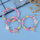 3Pcs Cartoon bird flower wood beads girls jewelry set kids children bracelet ME