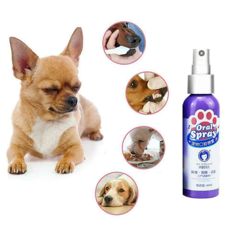 Pet Teeth Breath Cleaning Freshener Dog Cat Dental Care Best Spray 60ml Cle P6C3