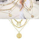Fashion Women Multilayer Chain Lock Heart Pendant Portrait Necklac Circle C O2Y1