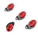 4x Red Grenade Car Bicycle Motorcycle BMX Tire Valve Metal Dust Hat Dusty XFO