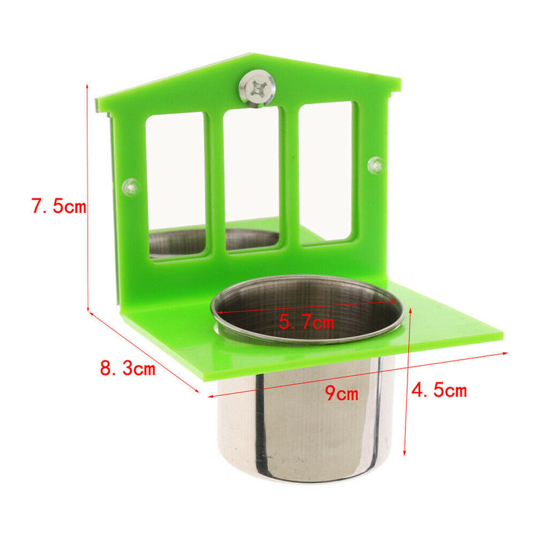 Stainless Cup Pet Bird Cage Water Food Bowl Feeder Drinker Feeding Stand Cup