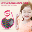 Sequin Heart Shoulder Handbags Flannel Women Kid Crossbody Bag (Multicolor)