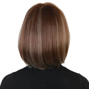 Fashion Brown Wig Medium Sided Part Bob Straight Synthetic Grey Highlight