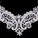 Beautiful Cotton Embroidery Venise Neckline Lace Collar Costume Dress White