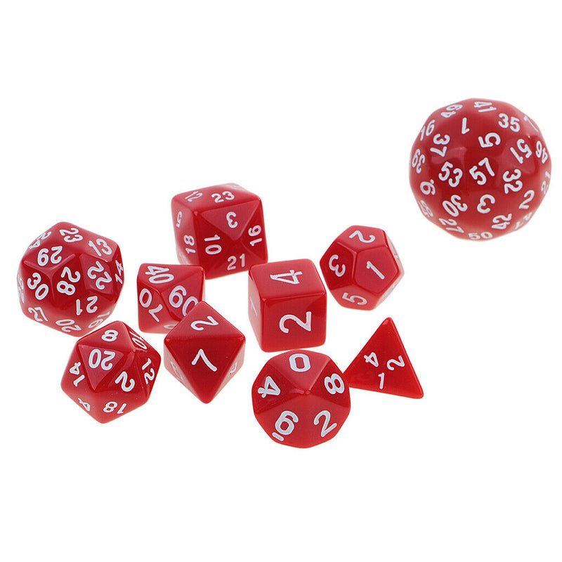 10x Polyhedral Dice-D4, D6, D8, D10, D12, D20, D24, D30, D60 for DND RPG