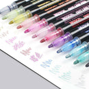 Double Line Outline Pen, Self-Outline Metallic Markers, 21 Colors Glitter Artist
