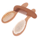3Pcs Wooden Baby Hair Brush Comb For Newborns Toddlers Hairbrush Head Massag Ew