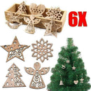 6PCS Christmas Natural Wood Chip Tree Ornament Hanging Pendant Crafts Decor DIY