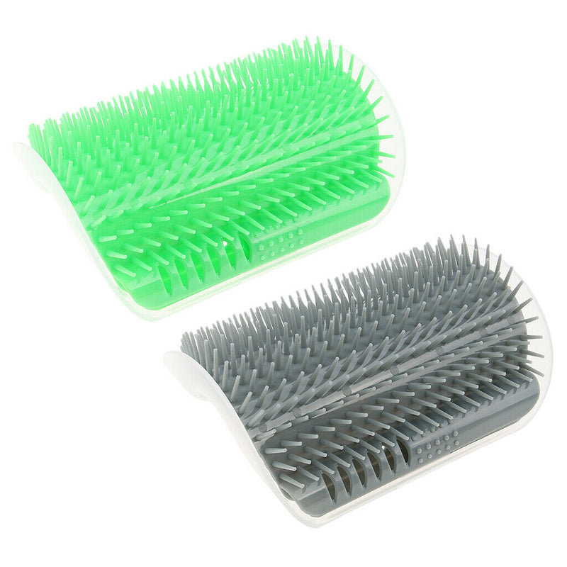 2PCs Grey+Green Wall Corner Grooming Massage Pet Cat Dog Self Groomer Brush Cat