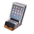 6 Slot Bamboo Multi-Device Charging Station Dock Organizer Office Mobile Ph