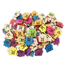 100Pcs Colorful House Shape 2 Holes Wooden Sewing Button For DIY Accessories