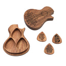 3 Pcs Wooden Guitar Picks Premium Red Wood Picks with Case for Acoustic Electric