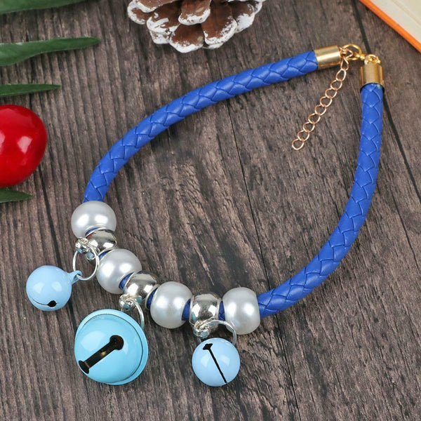 Cartoon Pet Dog Cat Collar Adjustable PU Rope Necktie Necklace with Bells #gib