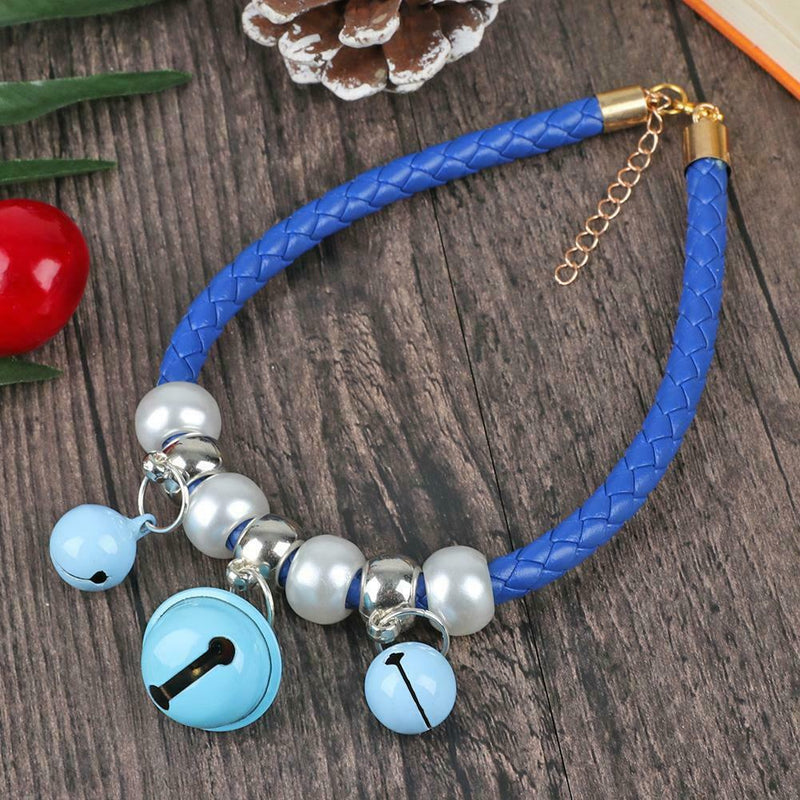 Cartoon Pet Dog Cat Collar Adjustable PU Rope Necktie Necklace with Bells