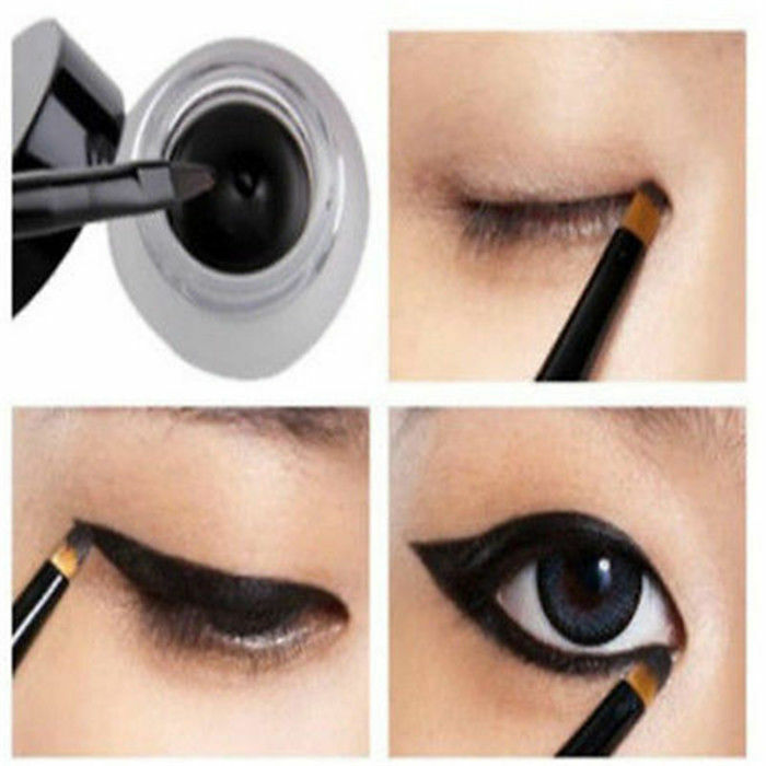 New Cosmetic Eye Liner Gel Makeup + Brush Waterproof Eyeliner Shadow Black j8