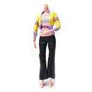 3 Pcs/set Fashion Handmade Yellow Coat Black Pant Rainbow Vest for s  YFB ES
