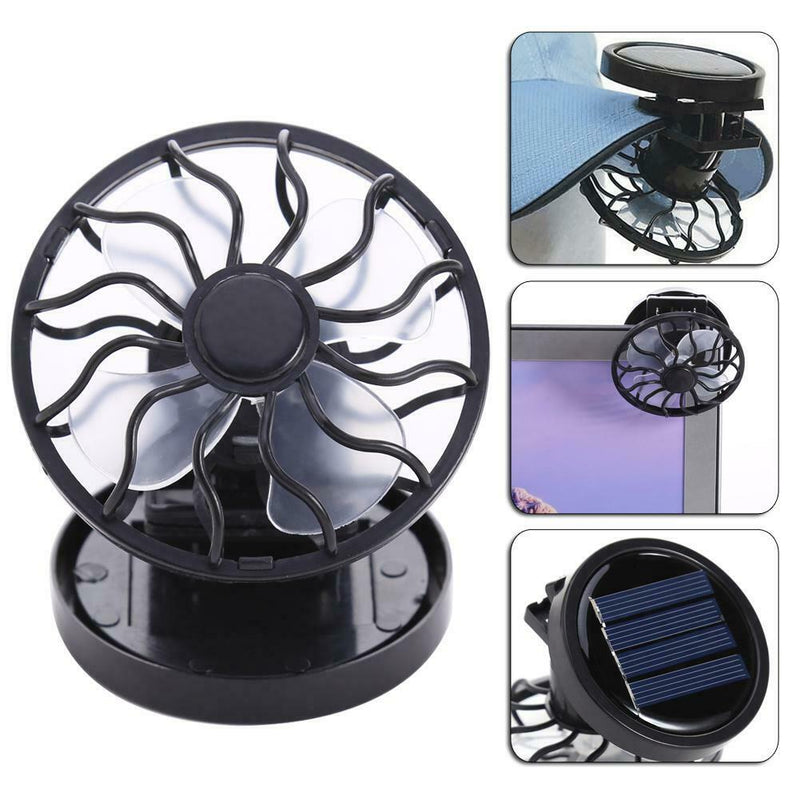 Sun Solar Powered Cooling Fan Clip-On Mini Solar Panel Cell Beach Outdoors
