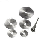6pc Mini HSS Saw Blade Discs Hish Speed Steel Mandrel Set for Rotary To MAP
