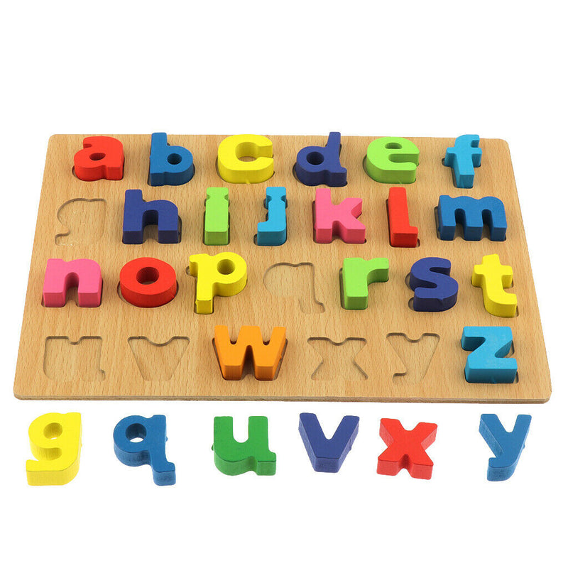 Wooden Alphabets Number Puzzle Board Color Letter Blocks Toys for Kids Education