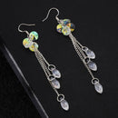 Fashion Transparent Crystal Geometric Earrings Women Stud Long Drop Hook Dangle