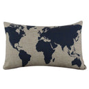 black Linen World map blue decorative pillowcase pillowcase