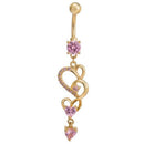 Love Heart Crystal Gem Navel Buckle Belly Ring Piercing Body Diamond Inlaid R4M9