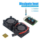 Mini Dual Fans Radiator Copper Heatsink PC Case Cooler for RPi 3B/2B/B+ A