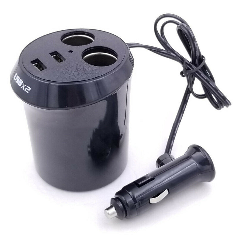 Cup Shape 2Way Car Cigarette Lighter Socket Dual USB Charger Splitter Adapter l-