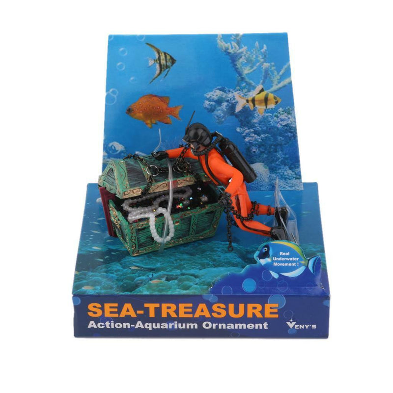 Treasure Diver Treasure Hunter Aquarium Ornament Hide Cave Air-operated Deco