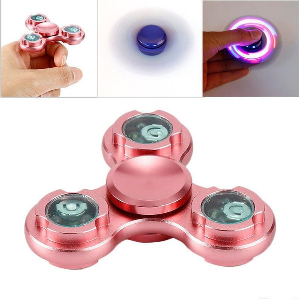 Hand Finger Spinner EDC Tri Fidget LED Light Ceramic Gyro Anti Stress Toys Hot