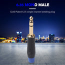 6.35 mm ABS Microphone Amplifier Connectors 6.35mm 3-Pole Stereo Audio Plugs