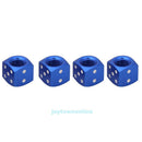 4x Aluminum Alloy Dice Style Car Tire Tyre Wheel Valve Stem Caps Dust Cover Blue